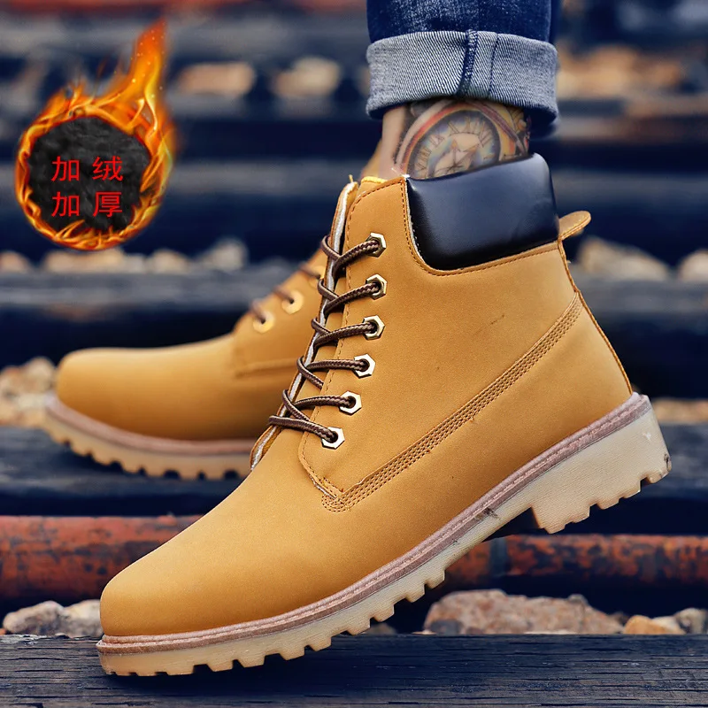 

Fashion men's boots, men's shoes, new Martin boots, men's lace-up PU leather men's shoes, trendyhigh-topcasualsnowbootsthickened