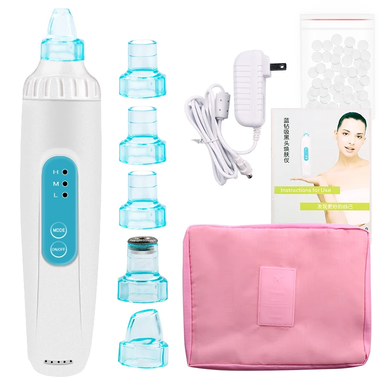 Электрический пылесос для удаления угрей акне прыщей вакуумный отсос синий