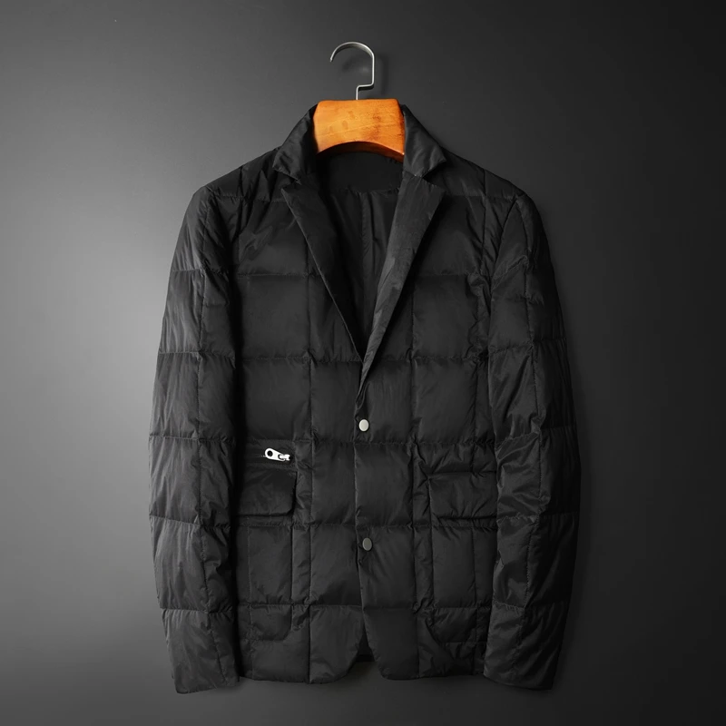 Мужская тонкая куртка BATMO на белом утином пуху большие размеры 80% 208 2019|Мужские