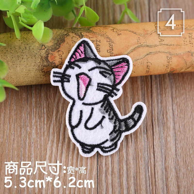 Нашивки для одежды с вышивкой в виде кота 5 видов