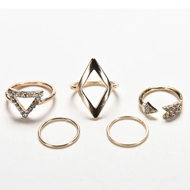 Хит продаж 5 шт./компл. новинка золотой и серебряный цвета кольца в стиле панк