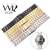rolamy 18 20 22 24mm silver gold black rose gold 316l stainless steel replacement wrist watch band for seiko skx rolex tudor