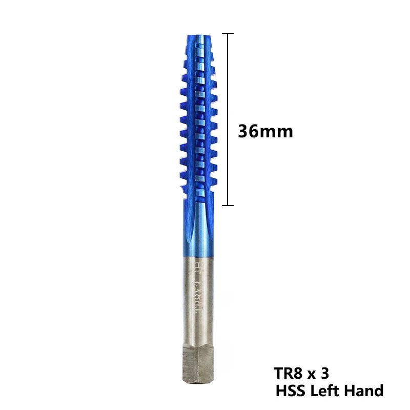 1PC TR8X3.0 Left 1 шт. HSS TR8-TR16mm для левосторонней машины винтовой кран с нано-синим покрытием, трапециевидный резьбовой кран для сверления металла, метрический винтовой кран, сверло - Цвет: 1PC TR8X3.0 Left