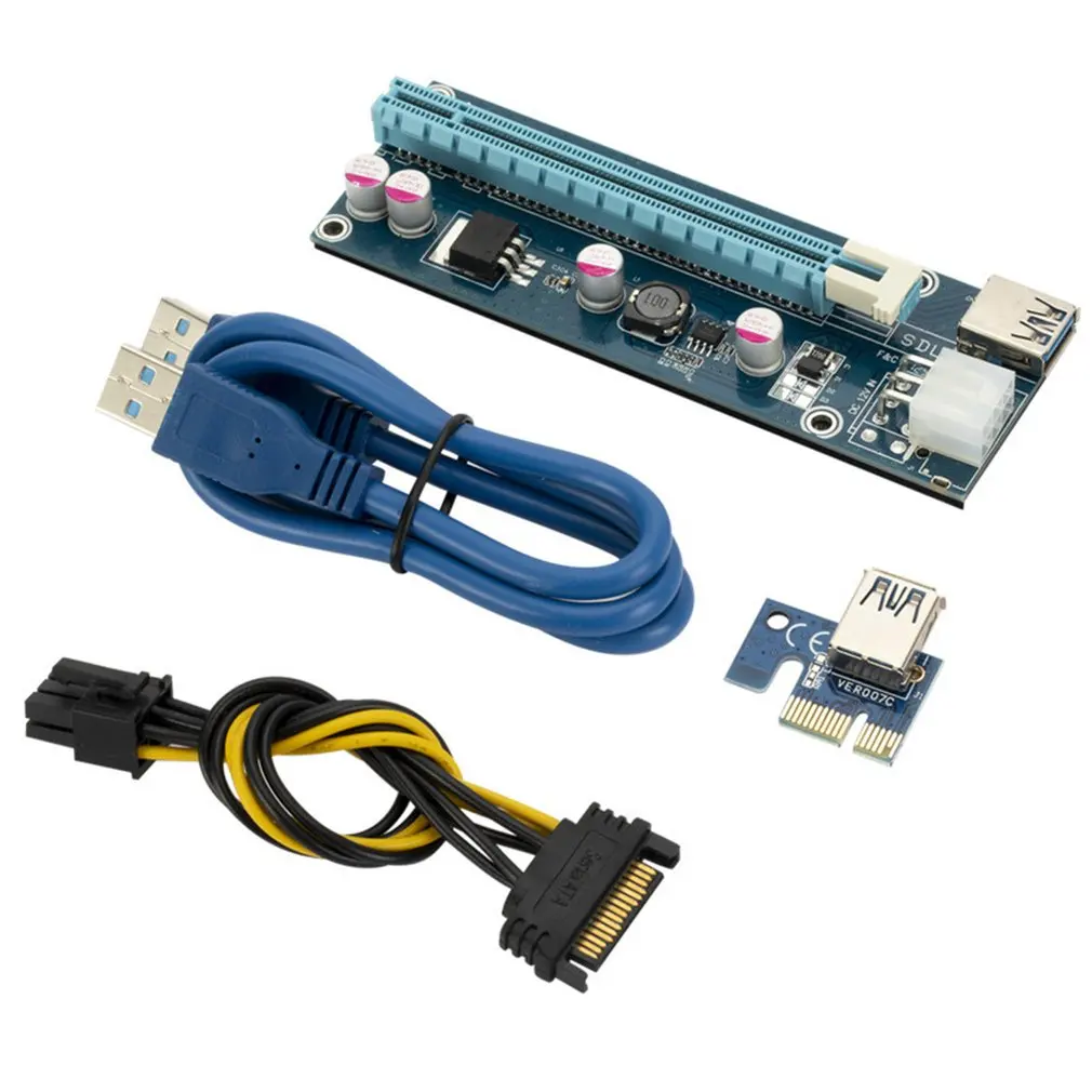 

Chipal Pcie Card Extender Pcie Card Extender VER006/C Pci-e 1x To 16x Riser Sata Usb 3.0 Power For Graphics