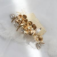 antique gold flower bridal hair comb blossom wedding headpiece handmade party hair jewelry brides accessories