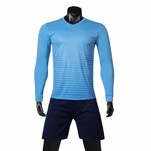 Soccer Jerseys Long Sleeve Men Custom Football Jerseys Soccer Uniforms Youth Adult Football Set Long Soccer Jersey - Color: Skyblue
