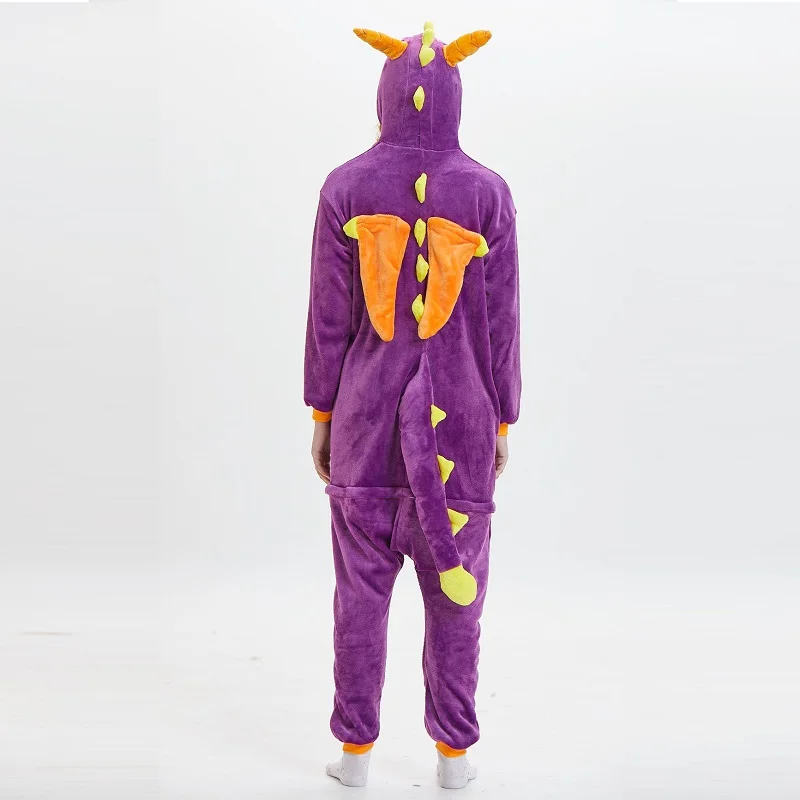 

Flannel Kigurumi Dinosaur Onesies For Adults spyro the dragon Men Women dinosaur pajamas Whole kugurumi onepiece Animal Pajamas