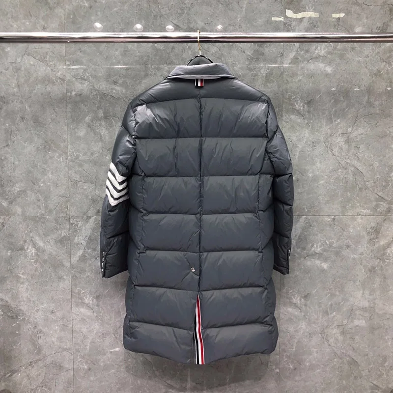 TB THOM Men's Winter Jacket Down Jackets Fashion Brand Gray Overcoat Down-Filled Matte Nylon 4-bar Stripe Wholesale TB Jacket