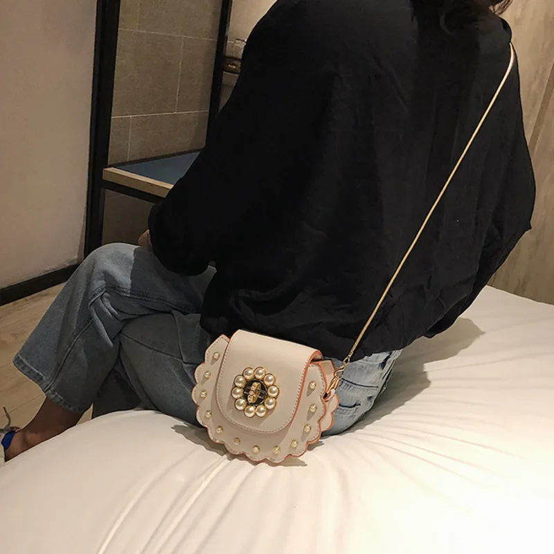 

Small Pu Leather Crossbody Bags For Women 2020 Pearl Shoulder Messenger Bag Female Ladies Hand Sling Luxury Handbags Designer