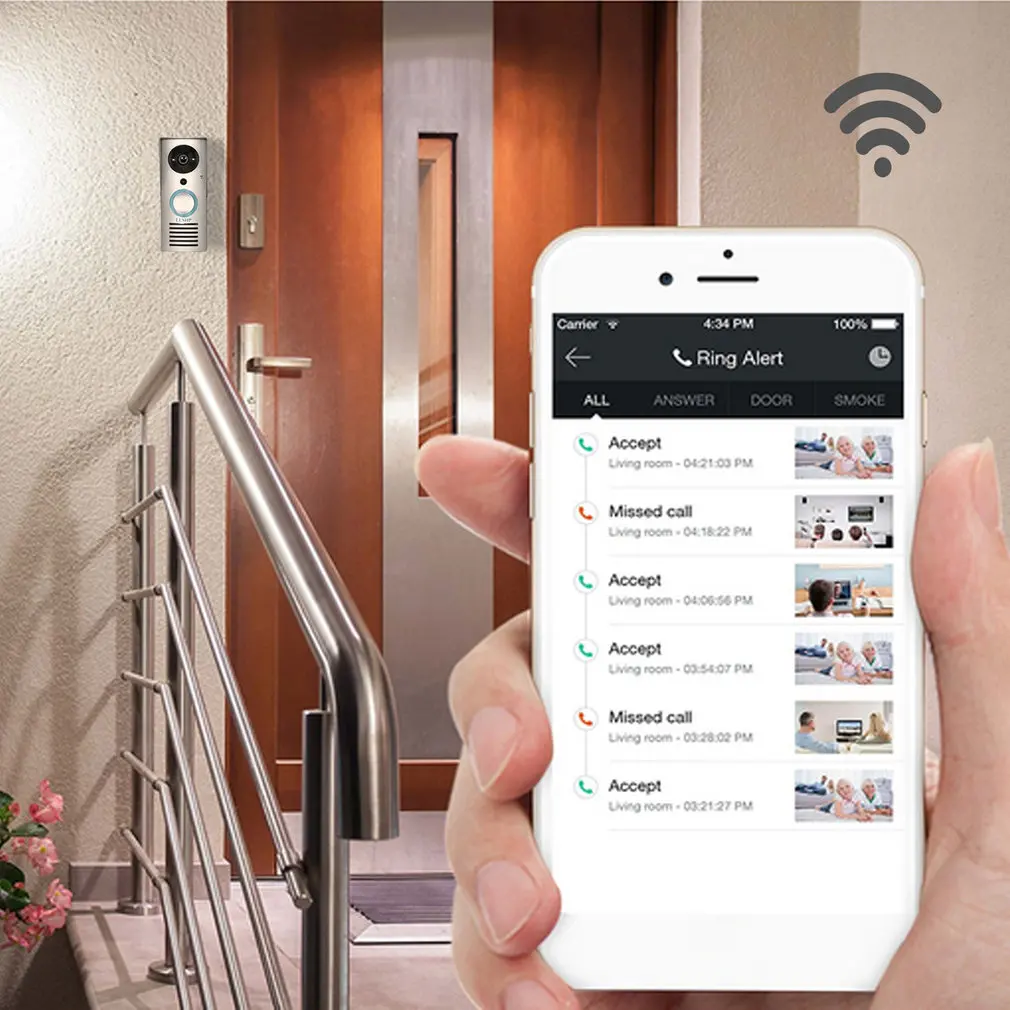 Wi-Fi 720P видео дверной звонок беспроводной домофон монитор умный звонок HD камера PIR датчик движения ночное видение разблокировка