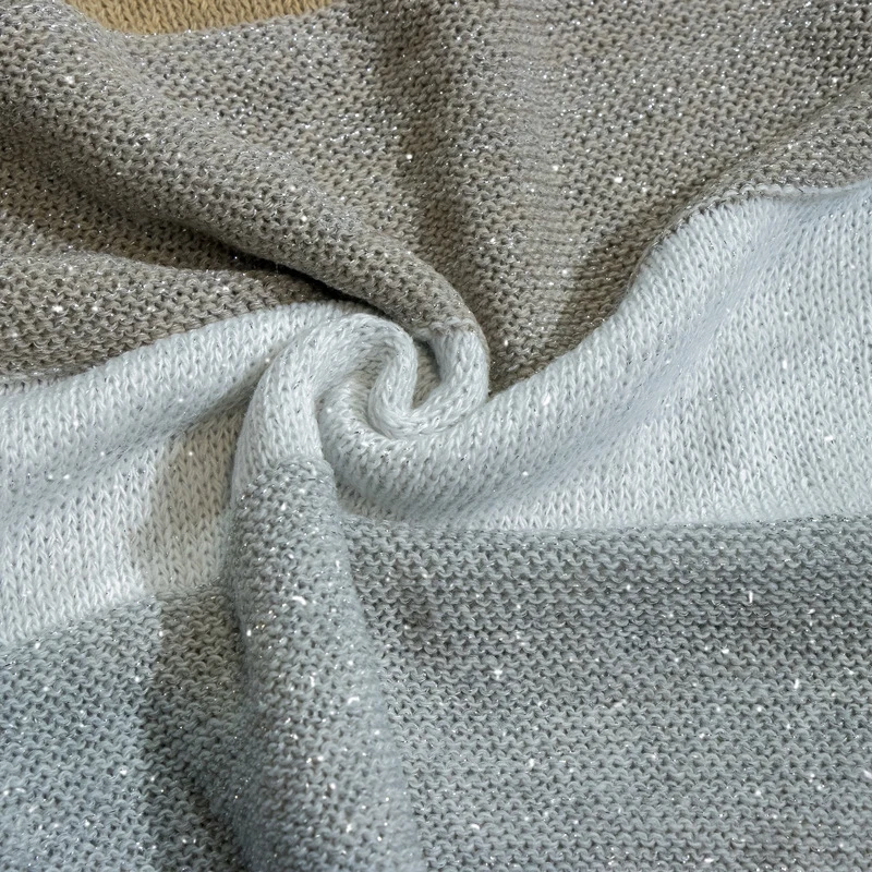 Женский трикотажный свитер с круглым вырезом длинным рукавом | Женская одежда