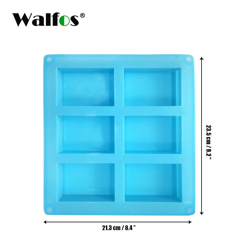 Blue WALFOS 6 полости силиконовая форма для изготовления мыла 3D Обычная форма для мыла Прямоугольная форма для мыла ручной работы - Цвет: Blue