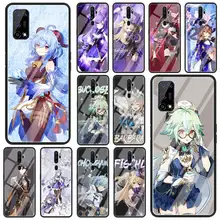 Phone Case for Realme C3 6 5 7 Pro 7i XT Cover for Oppo A52 Find X2 Lite A9 2020 Glass Shell Funda Genshin Impact Game Cute