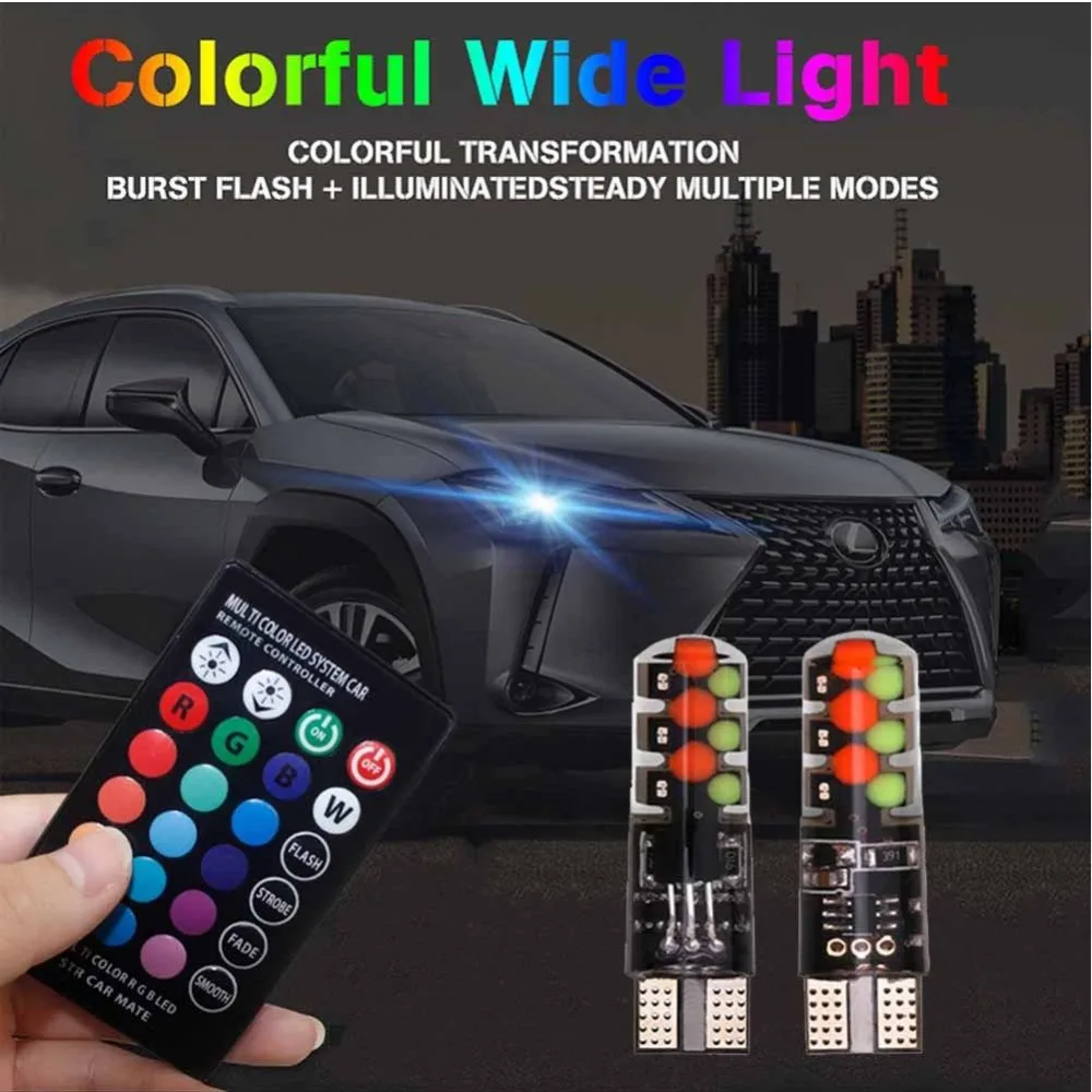 Высокое качество 2 шт. T10 автомобиля RGB BulbWedge бортовой светильник комплект
