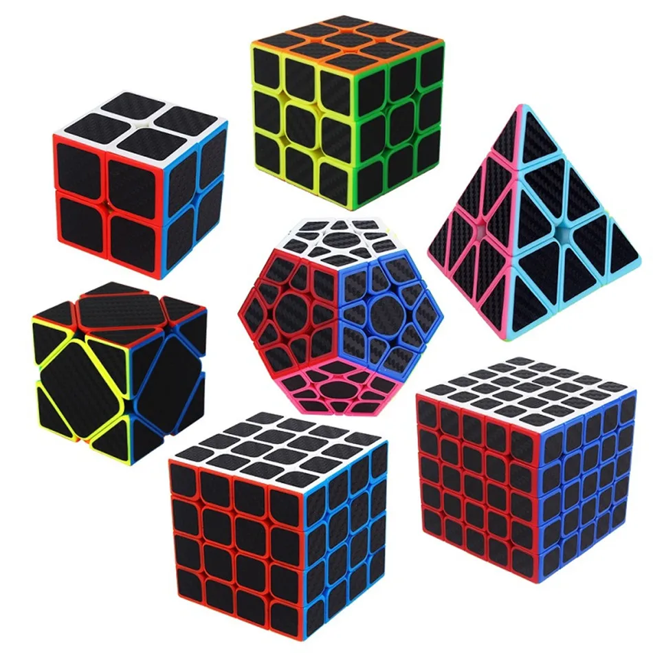Кубик Рубика Yuxin Наклейка Углеродного Волокна 2x2 3x3 4x4 5x5 Пирамида Skew Megaminxeds Magic Cube Set
