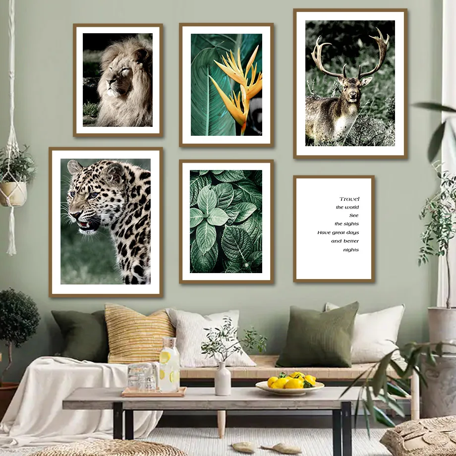 

Strelitzia Monstera Leopard Lion Moose Plant Wall Art Canvas Painting Nordic Poster And Print Wall Picture For Living Room Decor