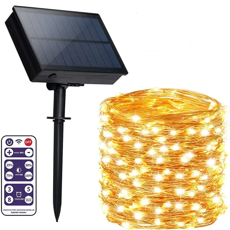 Гирлянда садовая уличная на солнечной батарее водонепроницаемая лампа фея