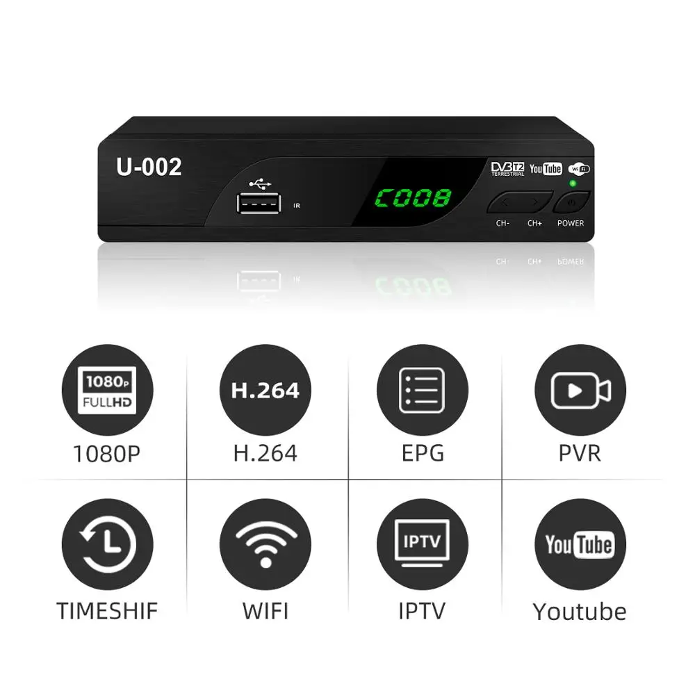 

HD DVB-C Dvb-t2 Tuner Digital Receiver Wifi Free TV Box Tuner Dvb T2 DVBT2 DVB IPTV M3u Youtube TV Receiver Russian Set Top Box