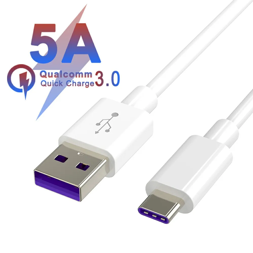 

USB Type C Cable 5A Fast Charging For Huawei P30 P20 Pro lite Samsung S20 S9 Plus Mobile Phone Cables USB C Type-C Charger Cord