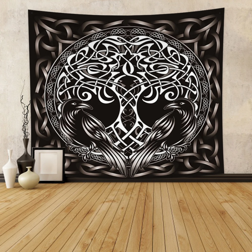 

Laeacco Black And White Falower Mandala Tapestry Bohemian Decoration Wall Hanging Bedroom Scene Art Home Decoration