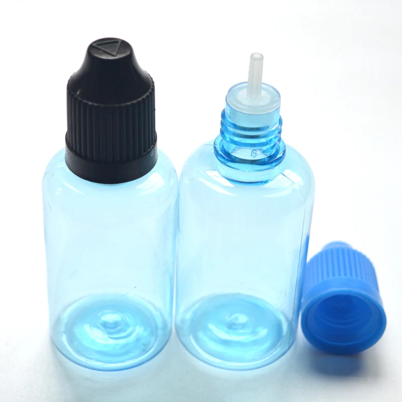 1 шт 30 мл синяя ПЭТ пластиковая бутылка с защитой от детей и длинным наконечником E