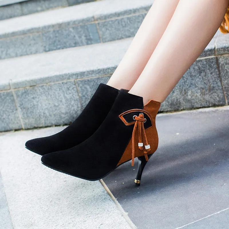 Marderee/зимние женские ботильоны пикантные ботинки на высоком каблуке полусапожки