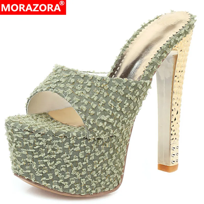 

Женские босоножки на платформе MORAZORA, черные однотонные босоножки на очень высоком каблуке, на платформе, лето 2021