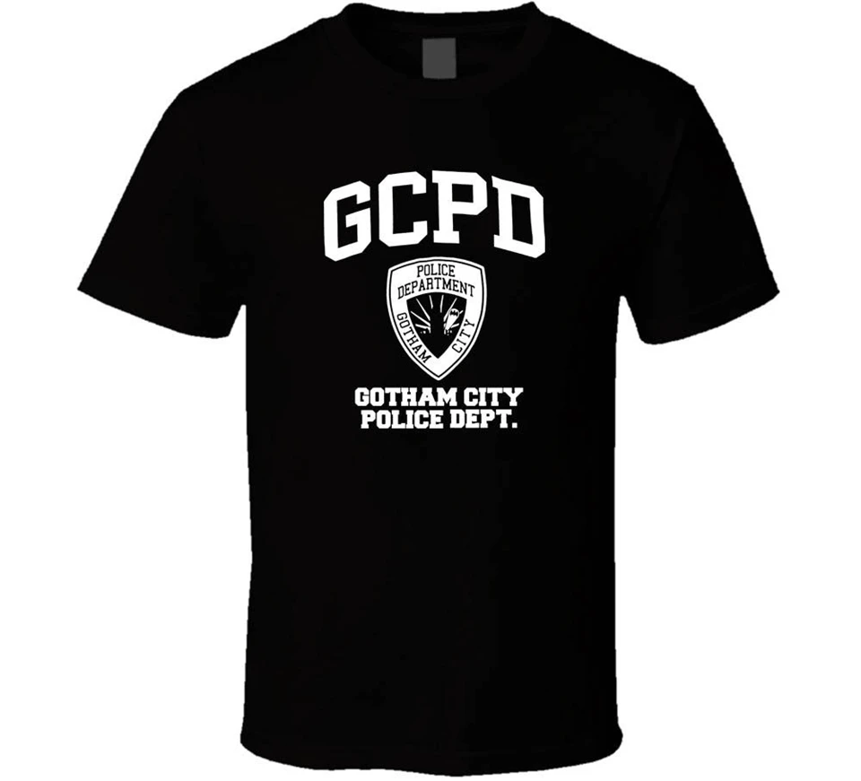 Gcpd Gotham City Pole Department 6 черная белая футболка Мужская с коротким рукавом бесплатная