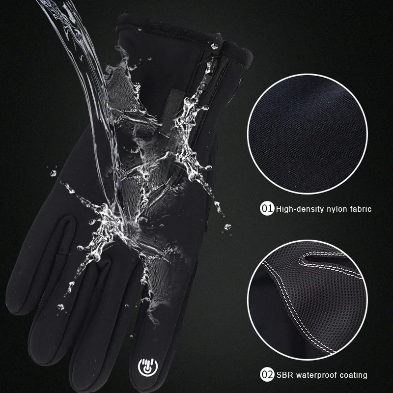 

High Screentouch Gloves Warming Thicken Cold Protection Smartphone Zipper Cycling Men Women DOG88