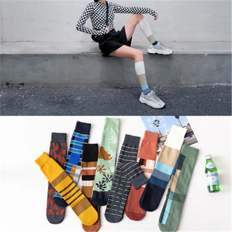 POBPOP Модные женские чулки левые и правые Асимметричные модный уличный стиль