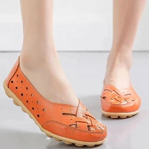 Женские туфли из натуральной кожи, элегантные однотонные туфли на плоской подошве, весна 2021, размера плюс