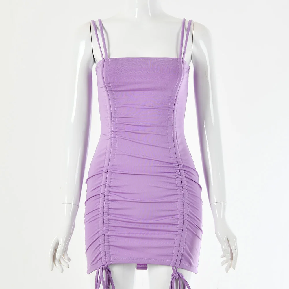 

BacklakeGirls Sexy Candy Color Pleated Lace Up Short Cocktail Dress Summer Women Nightclub Bodycon Bandage Dress Vestidos Coctel