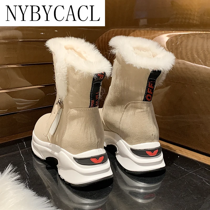 2022 Woman Shoes New Zipper Snow Boots for Women Winter Suede Platform Ankle Boots Ladies Casual Warm Plush Woman Winter Boots