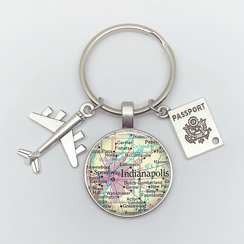 Брелок для ключей с картой мира путешествие изучение стеклянный купол самолёт