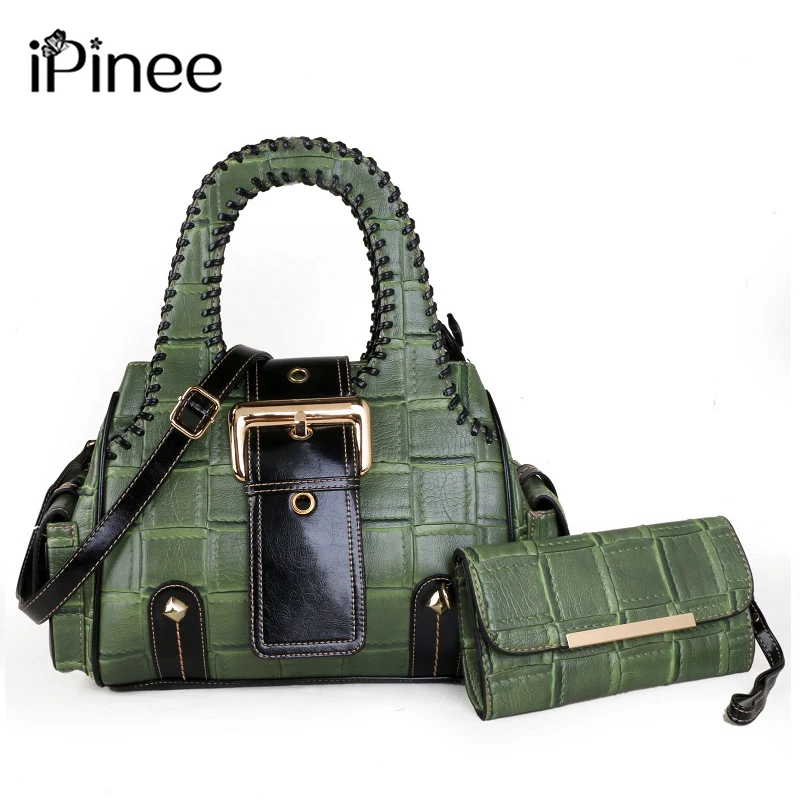 

iPinee 2021 new fashion women's bag leather handbag Temperament Large Capacity Shoulder Messenger Bag High-quality with purse