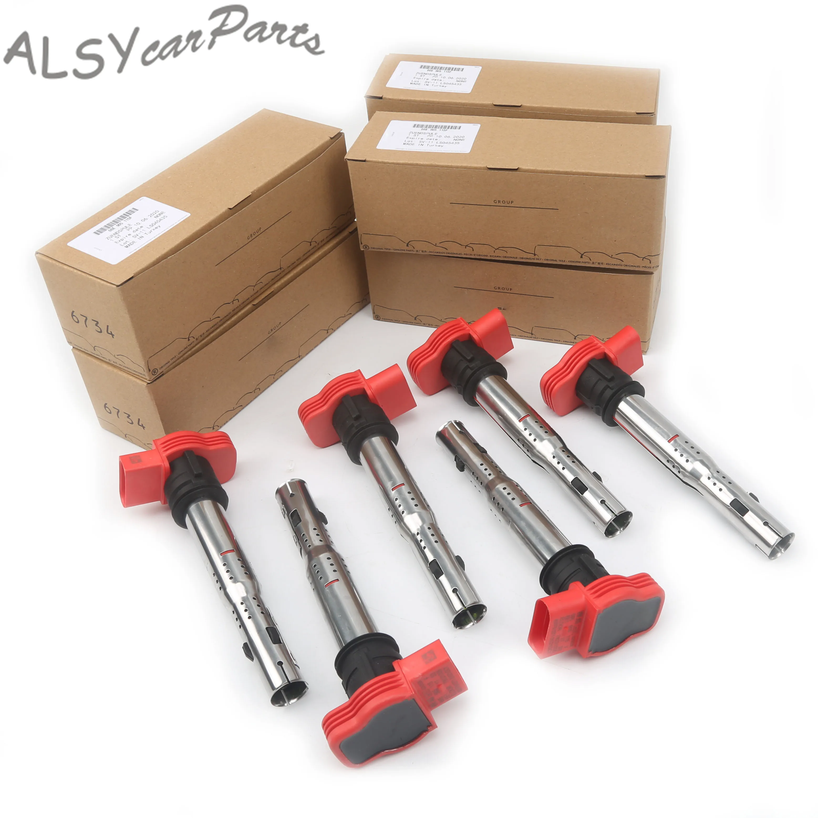YIMIOEMO 6 красный катушки зажигания пакеты UF 529 для VW Touareg Audi R8 A4 A5 A6 Allroad RS6 A8 Q5 Q7 V6 V8