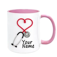 personalized name stethoscope nurses and doctors gift coffee mug 11oz pink ceramic funny and unique friend gift mugs