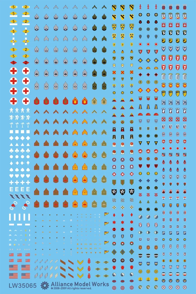 1/35 детали улучшение наборы Второй мировой войны США набор значков LW35065|Детали