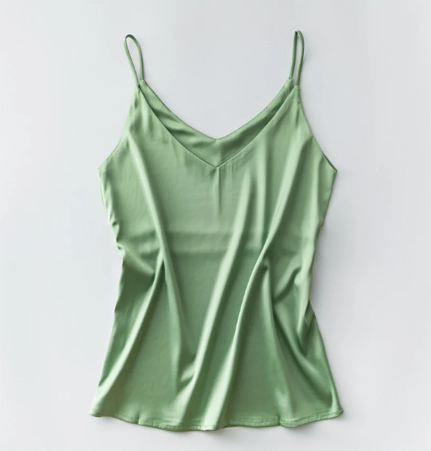 

Strap Top Women V Neck Basic White Sleeveless Satin Silk Tank Tops Women'S Summer Camisole Plus Size