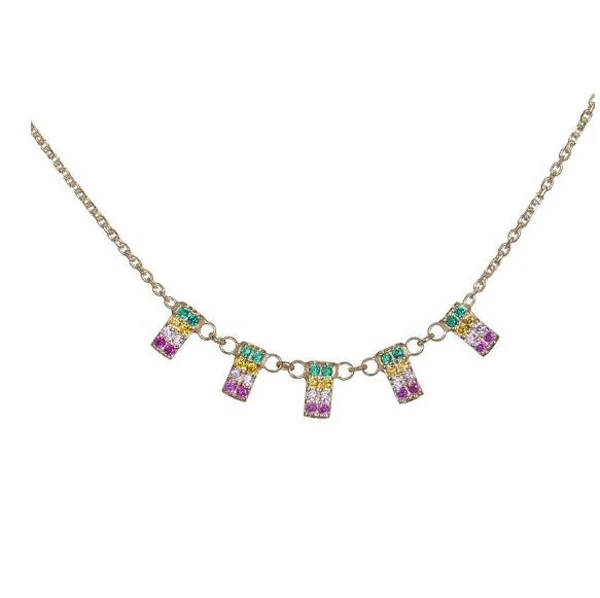 2021 летнее Сексуальное Женское Ожерелье с радугой cz вымощенное Квадратный Кулон