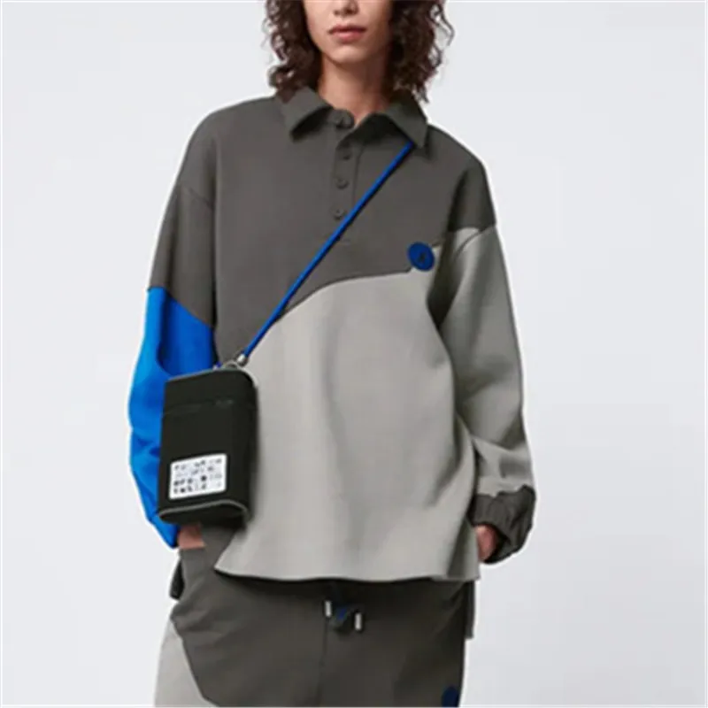 

Женская рубашка-поло в стиле пэчворк, Повседневный свитер контрастных цветов в стиле пэчворк, весна 2022