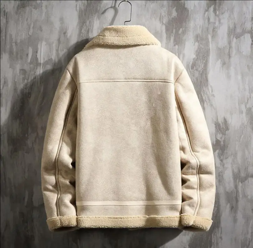 Зимняя мода для мужчин плюс бархат толстый мех интегрированный ягненка пальто