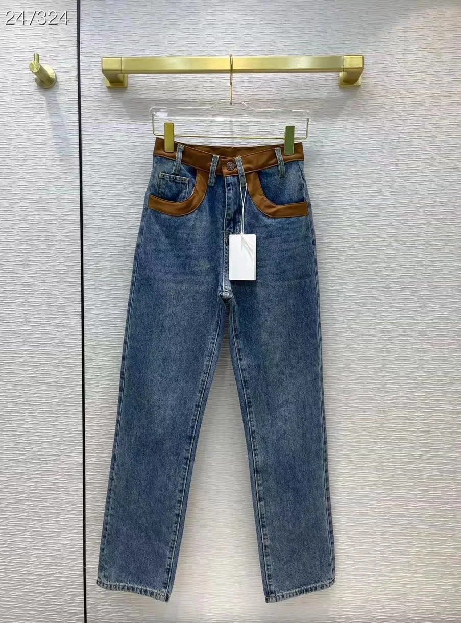 

Cosmicchic 2021 Autumn Winter Denim Jeans Women High Waist Stretch Skinny Jeans Color Patchwork Vintage Jeans Runway Designer