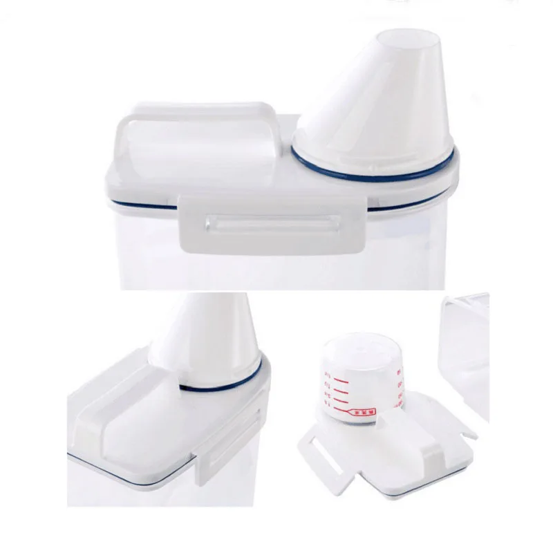 Портативная крышка с мерными стаканами бочки крупы прозрачные резервуары для