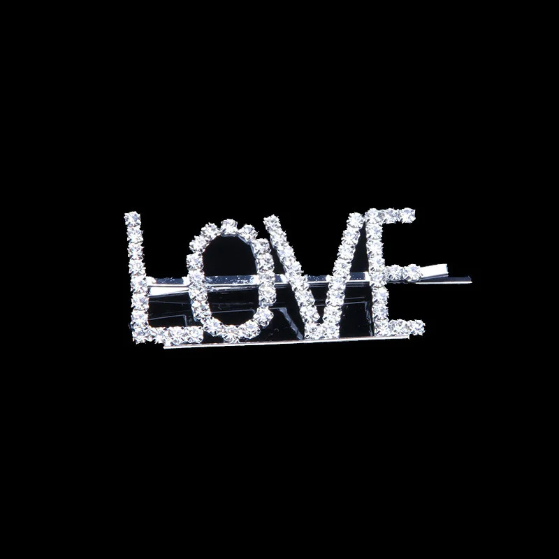 LOVE 1 шт. ошибка/девушка/грубая/любовная буква слово стразы заколка для волос с кристаллами заколка для волос заколки для волос орнамент заколки-пряжки аксессуары для укладки волос - Цвет: LOVE