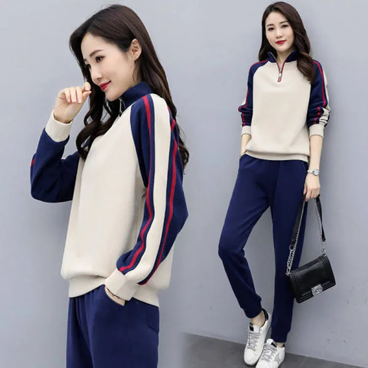 

Stand Collar Women 2 Piece Set Autumn Winter Casual Sport Tracksuits Street Fashion Outfits Zipper Jogger Set