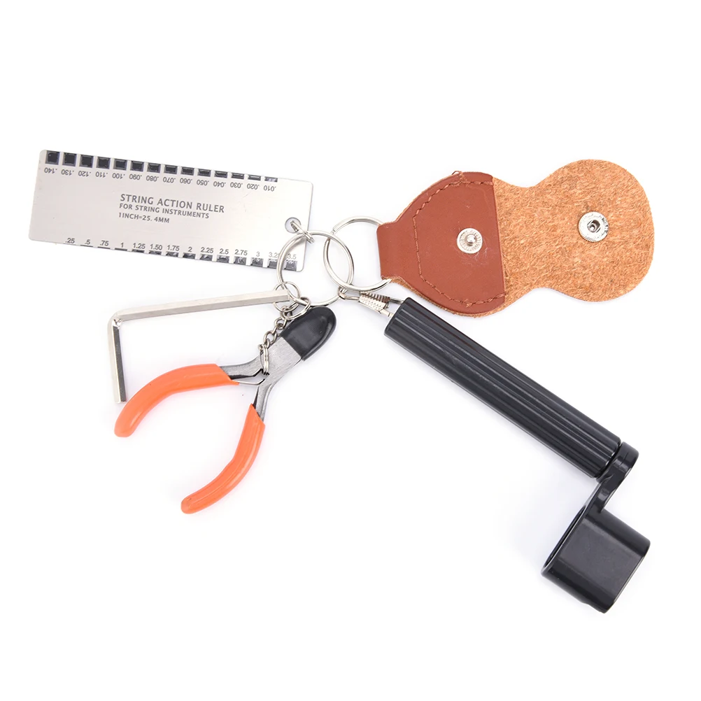 

Guitar Accessories Kit Tool Set Setup String Winder Bridge Pin Peg Puller String Action Ruler String Cutter Pick Case