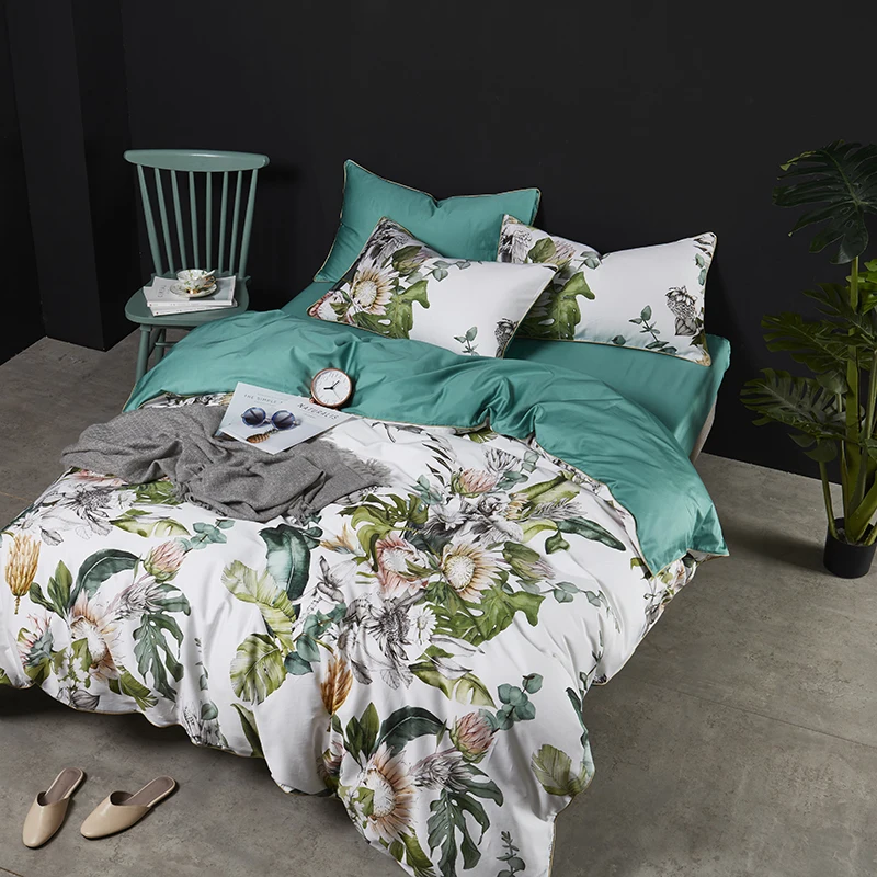 

Egyptian Cotton Bedding Set Satin Pastoral Princess Bedding Set Bed Linen Duvet Cover 4pcs Comfortable Bedding Sets