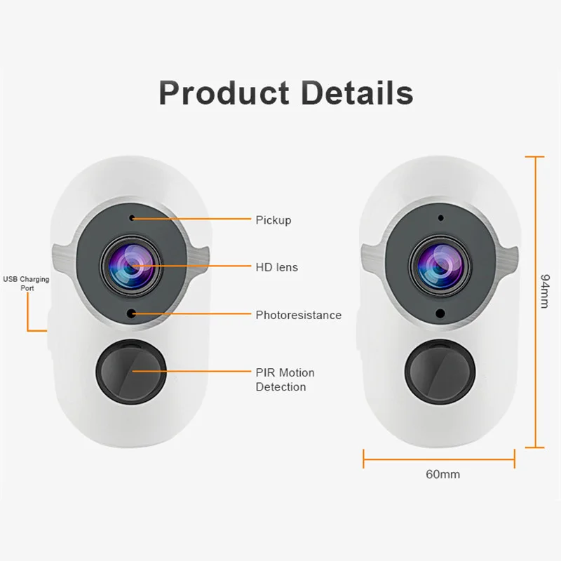 Беспроводная уличная мини-камера видеонаблюдения с ночным видением Wi-Fi 1080P |