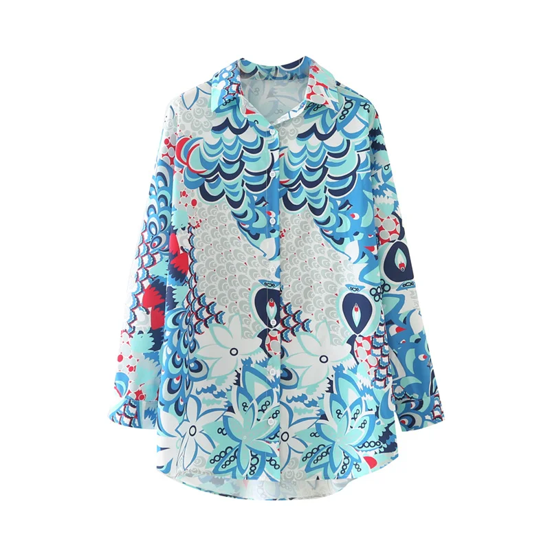 

Fashion Tetom Print Women Set Shirt And Pants 2 PCS Alternative Single Breasted Summer Blouse Top High Waist Full Trousers